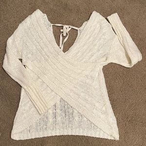 Cropped Vneck/ Openback knit sweater